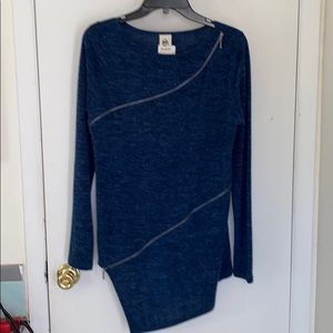 Blue asymmetrical zipper sweater